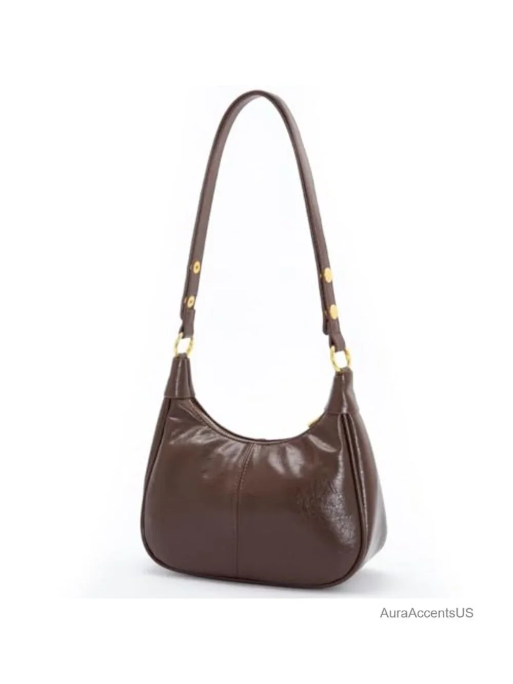 Crescent Shaped Hobo Bag with Zipper Faux Leather Shoulder Purse